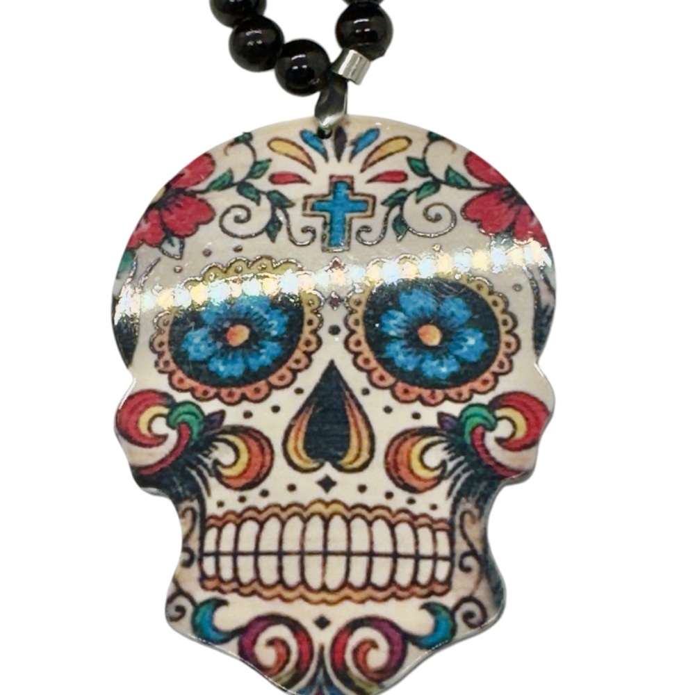 Acrylic Bead & Sugar Skull Necklace/ Accessory - Picture 5 of 9